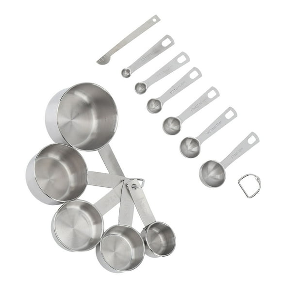 Juego De Tazas Medidoras, Escala Transparente De Acero Inoxidable, Juego De Cucharas Y Tazas Medidoras Fáciles De Usar, 12 Piezas Duraderas Para Cocinar