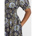 thumbnail image 2 of Terra & Sky Women's Plus Smocked Cotton Midi Dress with Short Puff Sleeves, Sizes- 0X-5X, 2 of 3