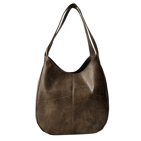 Yesbay Vintage Faux Leather Handbag Women Large Capacity Tote Shoulder Bag,Black