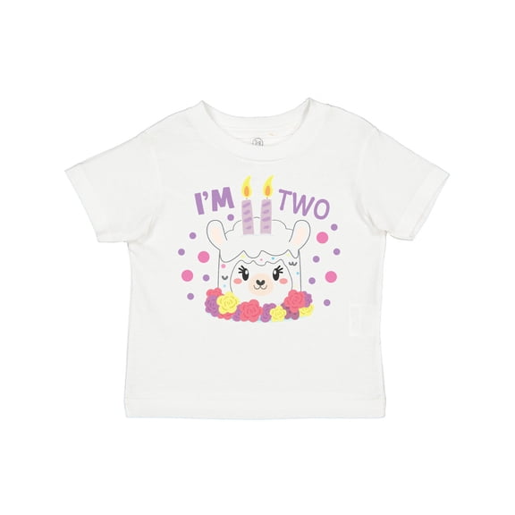 Inktastic I'm Two with Flowers and Cute Llama Cake Girls Toddler T-Shirt