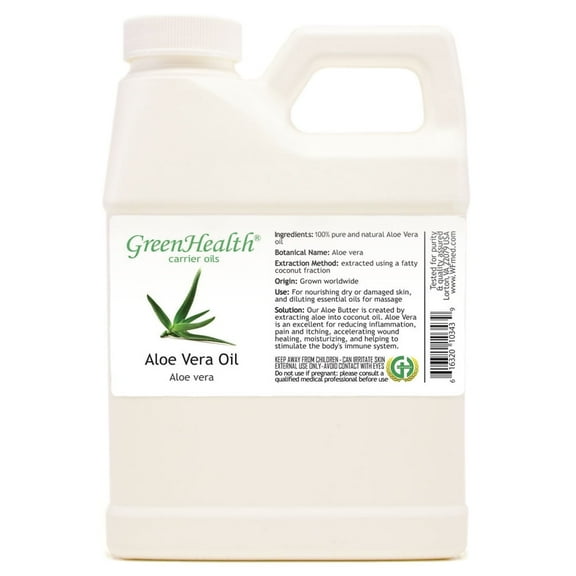 GreenHealth Aloe Vera Carrier Oil White Plastic Jug with Cap 16 fl oz