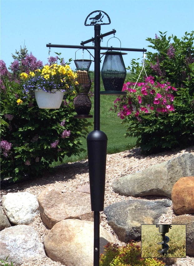 Squirrel Stopper Deluxe Black Bird Feeder Pole Set W Baffle