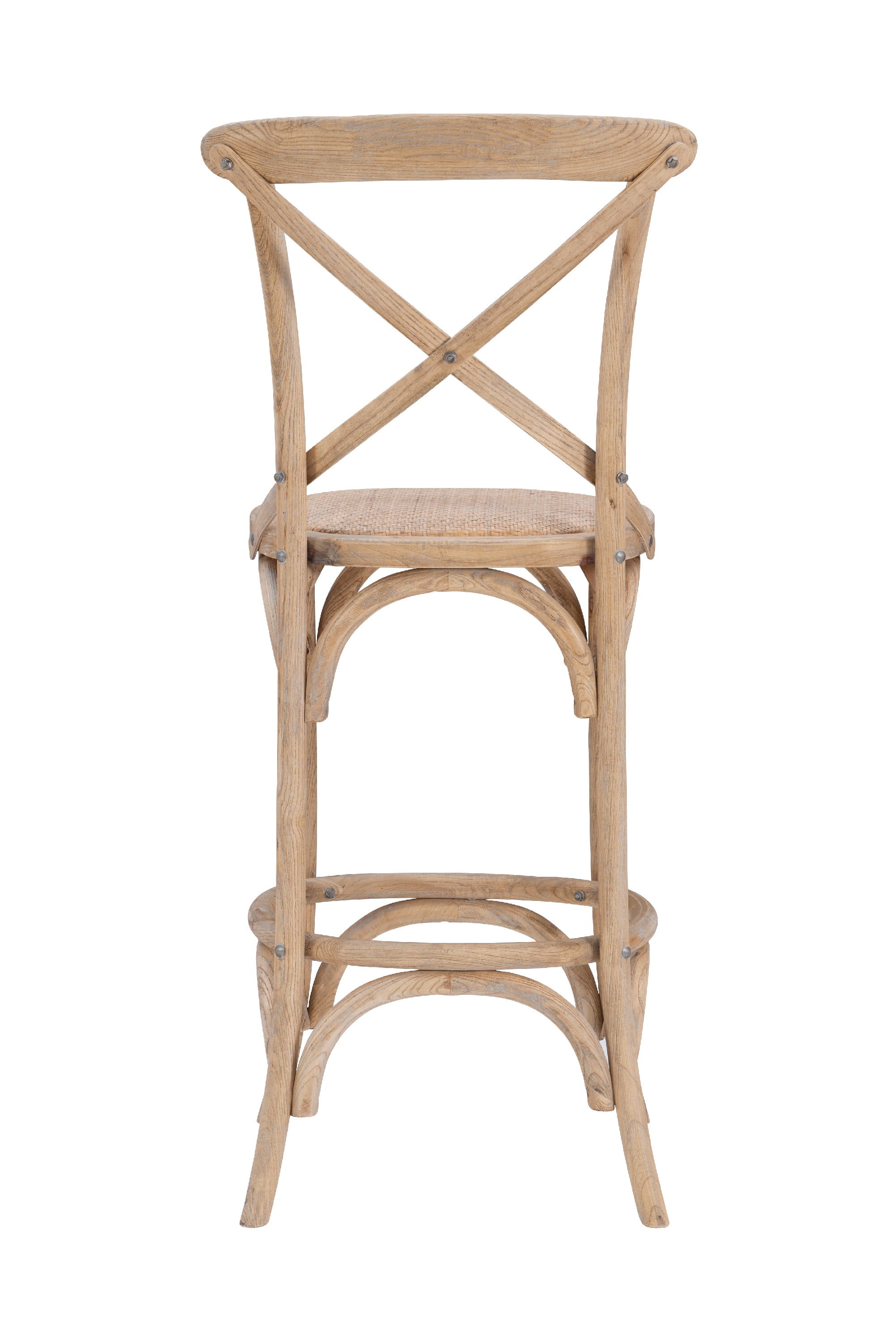 Linon Kershaw X-Back Bar Stool, 30" Seat Height, Gray Wash Finish