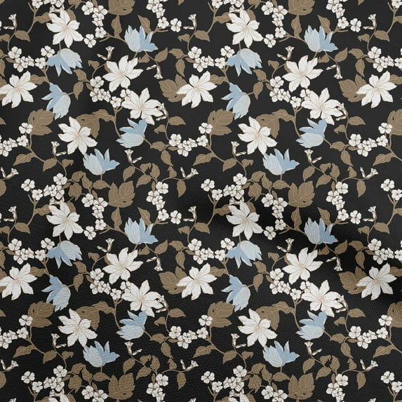 oneOone Georgette Viscose Black Fabric Tropical Leaf Sewing Material Print Fabric By The Yard 42 Inch Wide