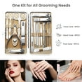 thumbnail image 3 of 19 PCS Nail Clippers Manicure Set, Stainless Steel Professional Grooming Pedicure Tool Kits with Portable Case, Khaki, 3 of 7
