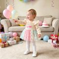 thumbnail image 4 of mgoYE Birthday Girl Outfit One Cupcake Embroidery Romper Dress First Birthday Outfit Girl, Long Sleeve Tulle Romper Dress with Bow Headband 6-12 Months, 4 of 5