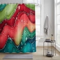 thumbnail image 4 of Watercolors Red Blue Green Shower Curtains for Bathroom, Modern Art Washable Fabric Shower Curtain with Hooks Waterproof Bathroom Decor Sets, 36 x 78 Inches, 4 of 9