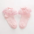 thumbnail image 4 of Qarigey Calcetines de encaje para niña, 2 capas, calcetín tobillero con volantes, calentador de pies de algodón para regalo de baile para niños, Medias Rosado rojo 2-4 años, 4 of 6