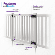 50.5in H x 48in W (1 Gate) No Dig WamBam Sturbridge Gate Kit, White Vinyl Picket Yard Fence Gate with Hardware Included for Sturbridge Fence Kit, Durable Outdoor Gate for Yard or Pool, BL19104