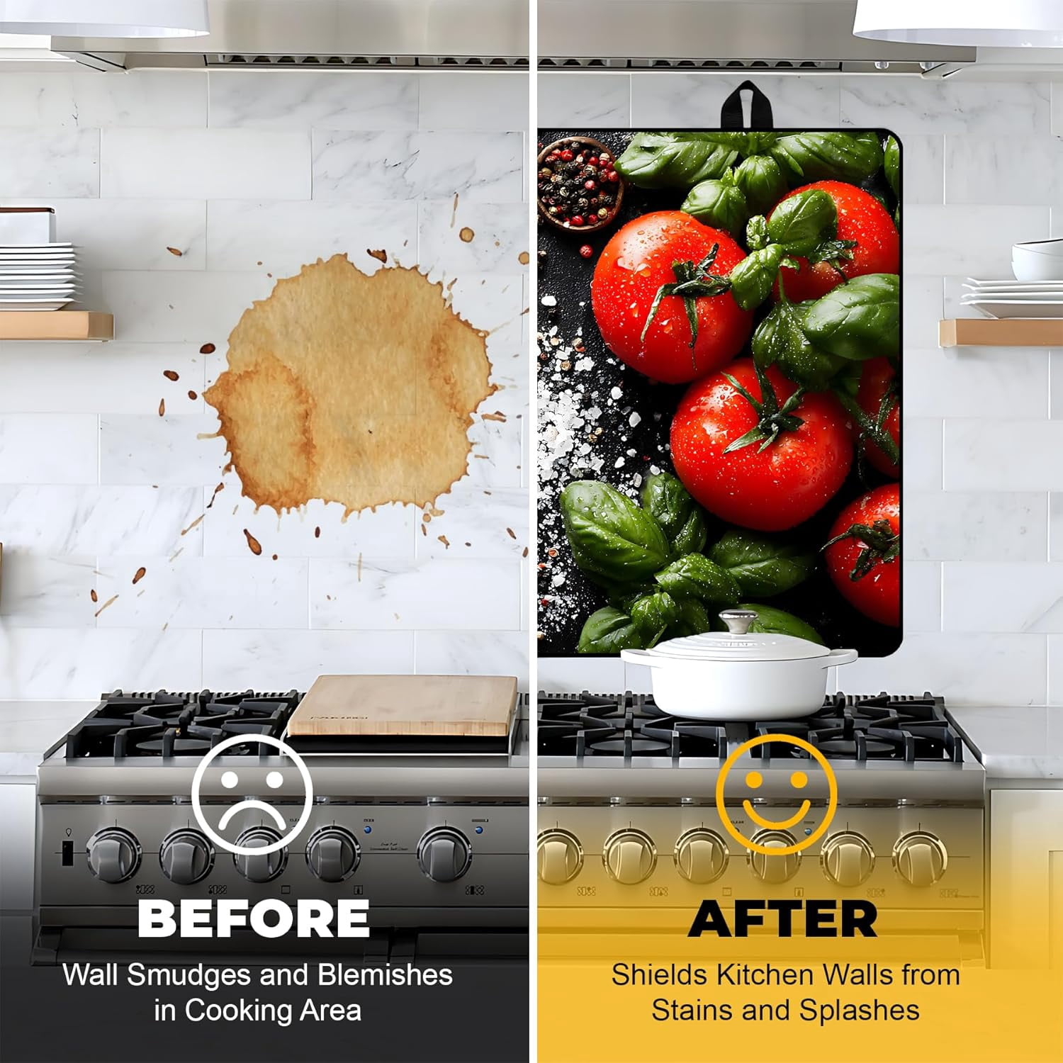 Stove Top Cover for Electric Stove 28.5x20.5 Inch Silicone Stove Topper & Protector, Scratch-Resistant Decorative Kitchen Mat for Electric/Glass Stove Top (Fresh Tomato & Spices)