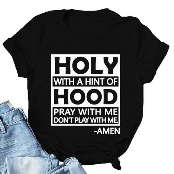 Tejiojio Essentials Short Sleeve Lady's Summer T-Shirt Women Casual Letters Print Shirt Tee Tops Tunic