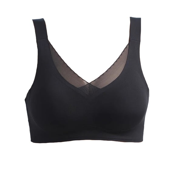 BIMEI Seamless Mastectomy Bra for Women Breast Prosthesis with Pockets Silky Smooth Bras Soft Daily Full Coverage Bralettes Bras with Removable Pads,Black,L