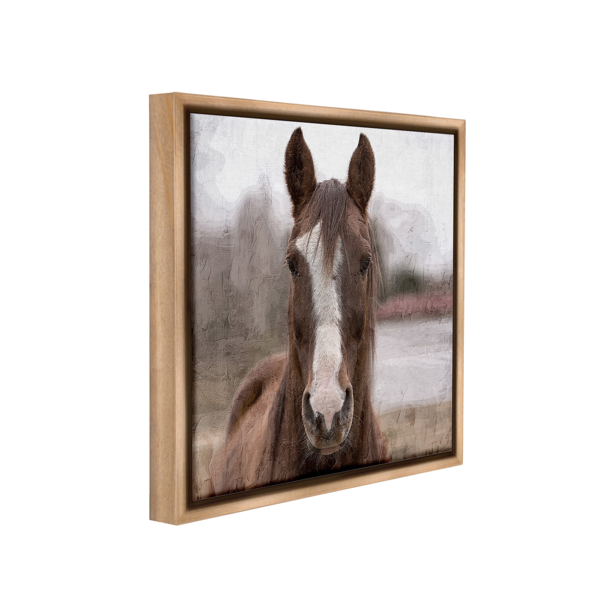 Stupell Industries Brown Horse Portrait Animals & Insects Photography Brown Floater Framed Canvas Art Print Wall Art, 25 x 25