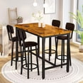 thumbnail image 7 of MIERES  Bar Table Set for 4 Kitchen Table and Chairs Set, Industrial Dinner Table with 4 PU Upholstered Stools Kitchen Pub Table for Kitchen, Space Saving, Restaurant (Rustic Brown and Black), 7 of 7