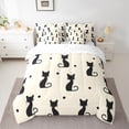 thumbnail image 2 of Feelyou Magic Cat Kitten Bedding Comforter Set 7pcs for Kids, Fashion Polkadots King Bedding Sets, Kawaii Animal Theme Reversible Bed Sheets, Microfiber Bedroom Decor, 2 of 7