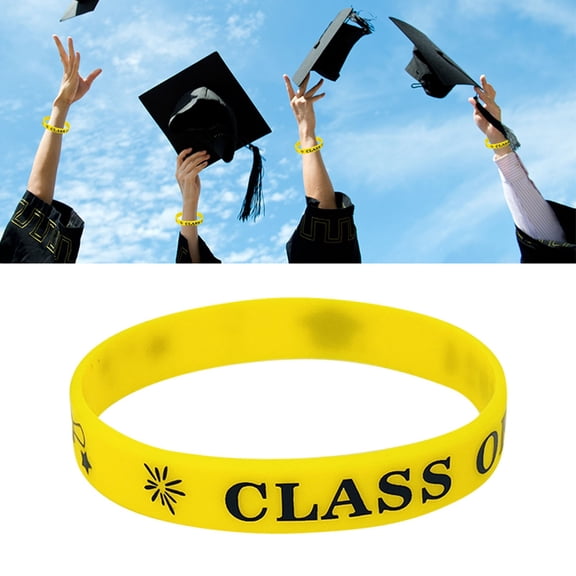 YYKihy 6pcs Graduation Silicone Bracelets Wristbands Wrist Bands Class Of 2024 Rubber Bracelets College High School Graduate Party Supplies For Women Men Friendship Gift