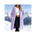 thumbnail image 2 of Zynoxe Women's Hooded Jackets With Side Pockets Casual Solid Color Long Sleeve Fuzzy Fleece Coat Relaxed Mid-Length Open Front Cardigan Jackets Warm Plush Outerwear Jackets for Women M, 2 of 9