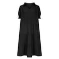 thumbnail image 6 of Fartey Women's Summer Short Sleeve Dresses 2025 Elegant Collared Ruffle Tiered Dress Loose Fit Boho Flowy Swing Long Beach Sundress Black L, 6 of 6