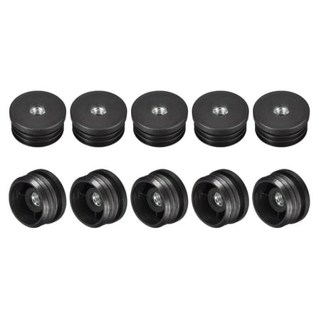 16Pcs Round Black Tube Inserts with M8Thread, for 38mm/1.5" OD Round Tube