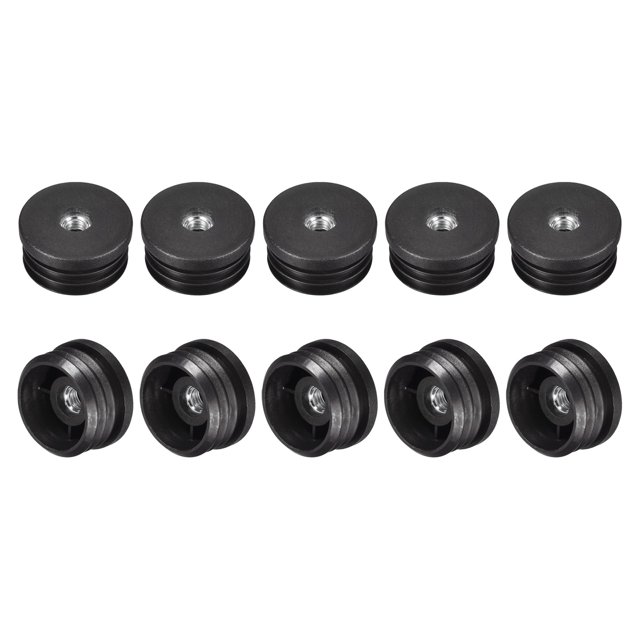Unique Bargains 16 Pcs Inserts de Tube Rond Noir avec M8Thread, pour Tube Rond 38mm/1.5 Pieds OD
