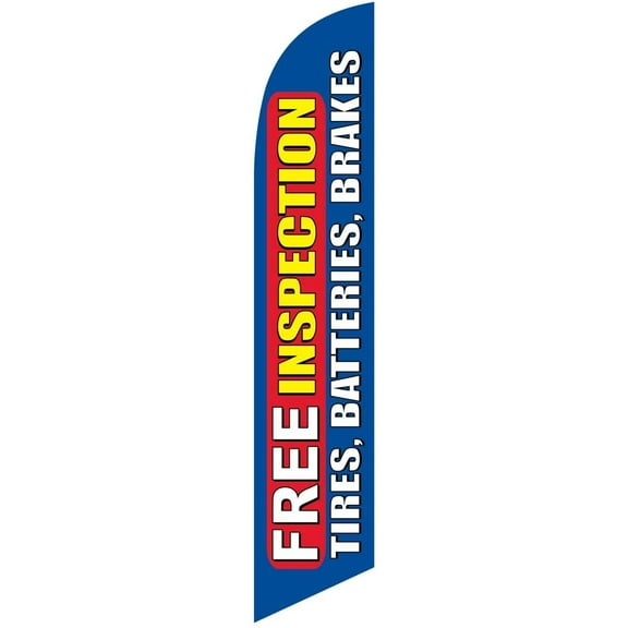 Free Inpection Tires Batteries Brakes Feather Banner Swooper Flag -No Wind Required- Replacement FLAG ONLY