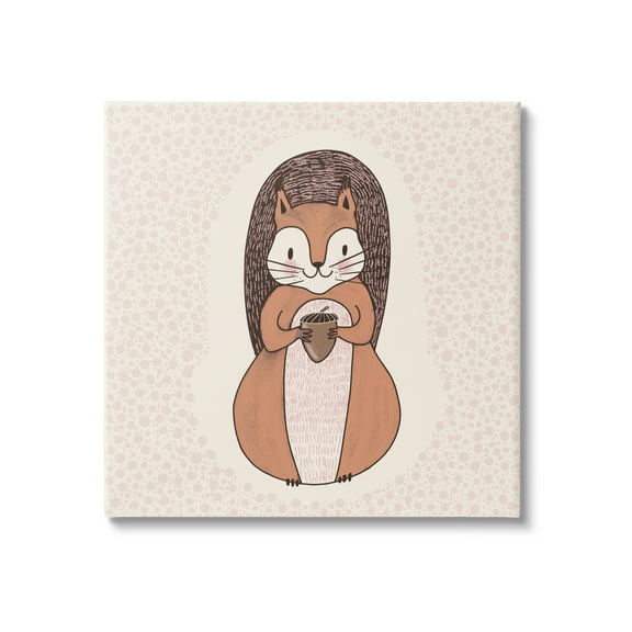 Stupell Industries Squirrel With Acorn Patterned Shapes Woodland Animal Graphic Art Gallery Wrapped Canvas Print Wall Art, Design by Birgit Maria Kiennast