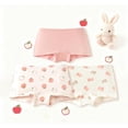 thumbnail image 2 of Balabala Girls 3-Pack Soft Cotton Briefs – Apple & Bunny Print Toddler & Kids Underwear, 2 of 6