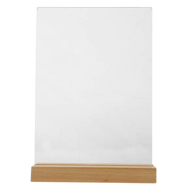 Soporte de acrílico para carteles, soporte de escritorio para guardar menús de restaurante con base de madera (A6)