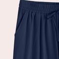 thumbnail image 3 of Pants for Women Womens Summer Elastic Waist Pocket Pocket Solid Color Cotton Linen Wide Leg Pants Loose Nine Points Pants Cargo Pants for Women Royal Blue Cotton Linen L, 3 of 5