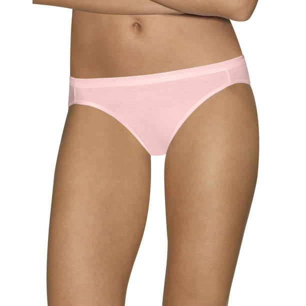 Hanes Femmes Ultime Confort Coton 5 Pack Bikinis, 6, Rose/blanc