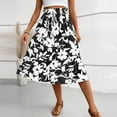 thumbnail image 6 of bbyeadc Black Midi Skirts for Women Summer Tiered Elastic High-Waist Floral Maxi Skirt Comfy Drawstring Pleated Skirts Women Midi Length Casual Western Holiday Skirt, Black L, 6 of 7