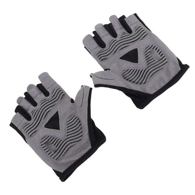 SHOCK ABSORBING BREATHABLE HALF FINGER CYCLING GLOVES FOR MOUNTAIN ROAD BIKING BLACK