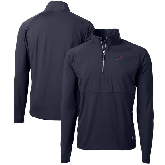 Men's Cutter & Buck Navy Buffalo Bills Adapt Eco Knit Hybrid Recycled Quarter-Zip Pullover Top