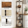thumbnail image 4 of Corner Shelf Bookcase with LED Light, 5-Tier Corner Bookshelf Corner Shelf Stand for Bedroom,Living Room,Berry Brown, 4 of 7