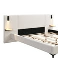 thumbnail image 6 of Christopher Knight Home Boucle Upholstered King Platform Bed with Reading Lights and Headboard Shelves, White, 6 of 9