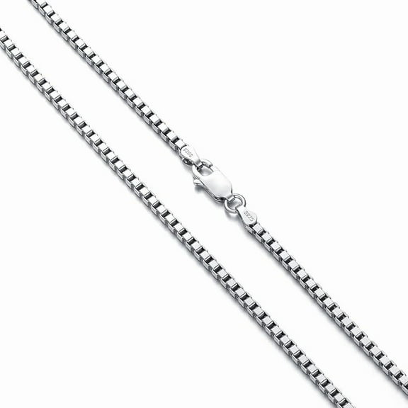 Genuine 925 Sterling Silver Square Box Chain Necklace for Men & Women Beautiful Strong and Safe, 1.5-4.0MM, 16-26" Fashion Jewelry(with Gift Box)