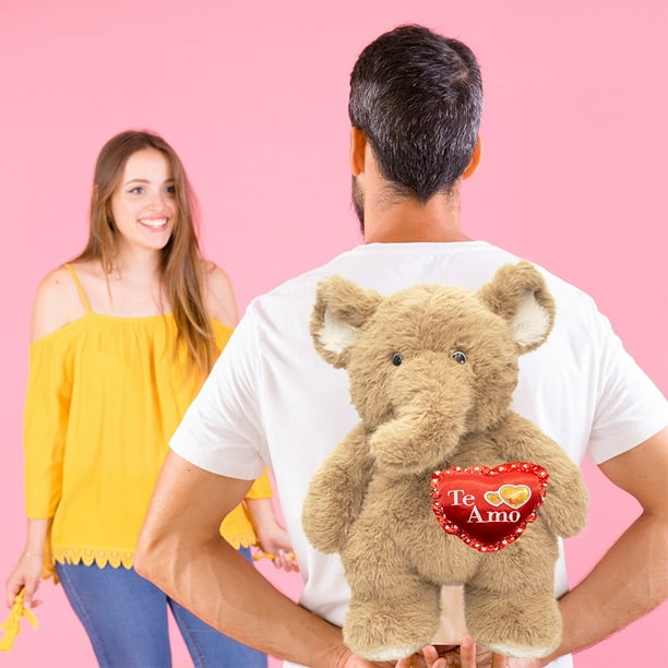 Peluche De San Valentín Elefante Con Corazón Rojo Te Amo