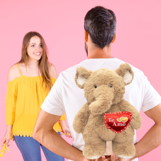 Peluche De San Valentín Elefante Con Corazón Rojo Te Amo