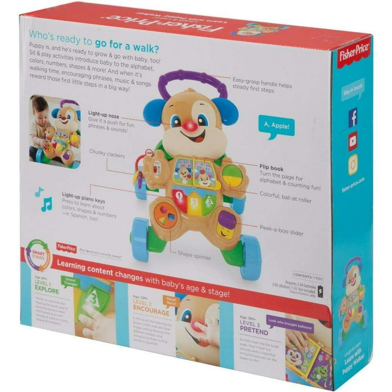 Fisher-Price Laugh & Learn Smart Stages Learn with Puppy Walker Baby &  Toddler Toy