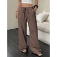 thumbnail image 2 of 2pcs Wide Leg Pants for Women Flowy Palazzo Drawstring Elastic Waist Trousers with Pockets Summer Beach Vacation Clothes, 2 of 6