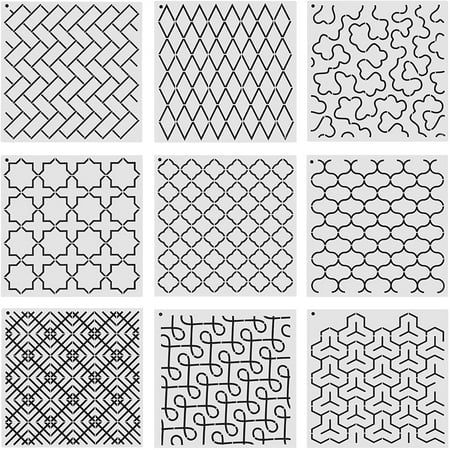 Ensemble De 18 Pochoirs Sashiko - Quilting à La Main Pochoirs En Relief Noel 20 X 20 Cm Et 12 X 12 Cm