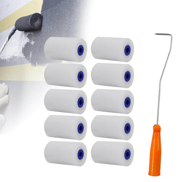 facefd Ensemble de 10 Mini Rouleaux de Peinture Kit de Poignée DIY pour Porte Bureau 2 Pouces