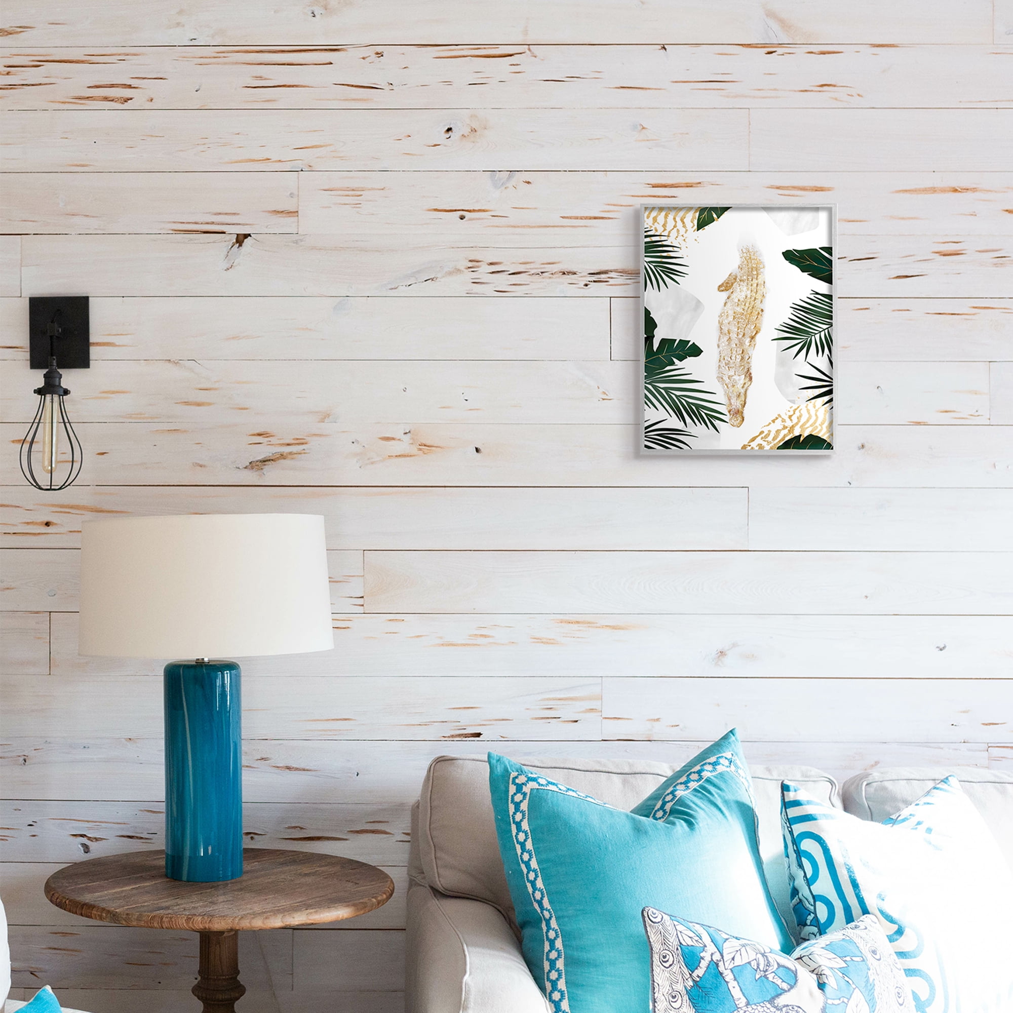 Avante-Garde Alligator Tropical Milky Jungle River 11 in x 14 in Framed Painting Art Prints, by Stupell Home Décor