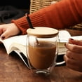 thumbnail image 3 of Tasse à Café Doublement Isolée en Verre Borosilicate avec Couvercles 2 Pcs, 3 of 12