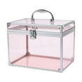 thumbnail image 1 of Organizador de maquillaje acrílico, elegante caja de corona transparente para guardar herramientas de maquillaje, estuche de tren para artistas, para Rosa claro, 1 of 8