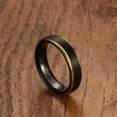 thumbnail image 3 of Black Tungsten Men's Wedding Band with Gold Edges | Stepped Edge Design | 5mm Comfort Fit Men's Engagement Ring | Lifetime Warranty, 3 of 7