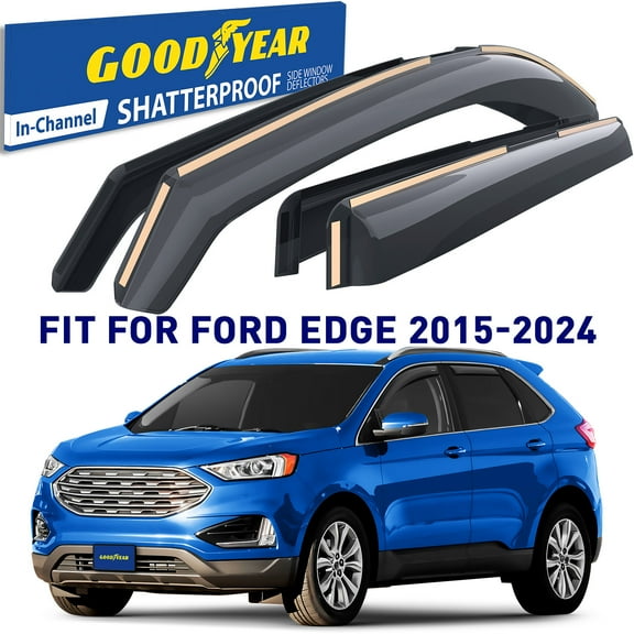 Goodyear Shatterproof in-Channel Window Deflectors for Ford Edge 2015-2024, Rain Guards, Window Visors for Cars, Vent Deflector, Car Accessories, 4 pcs - GY003464