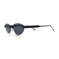 thumbnail image 6 of Womens Rimless Metal Rim Cat Eye Pyramid Stud Jewel Arm Sunglasses All Black, 6 of 8