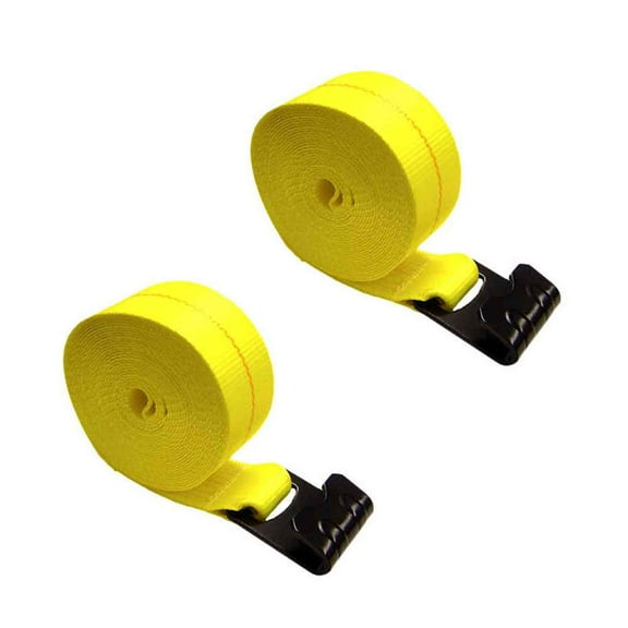 3" x 30' Winch Strap w/ Flat Hook Yellow Webbing - 2 Pack