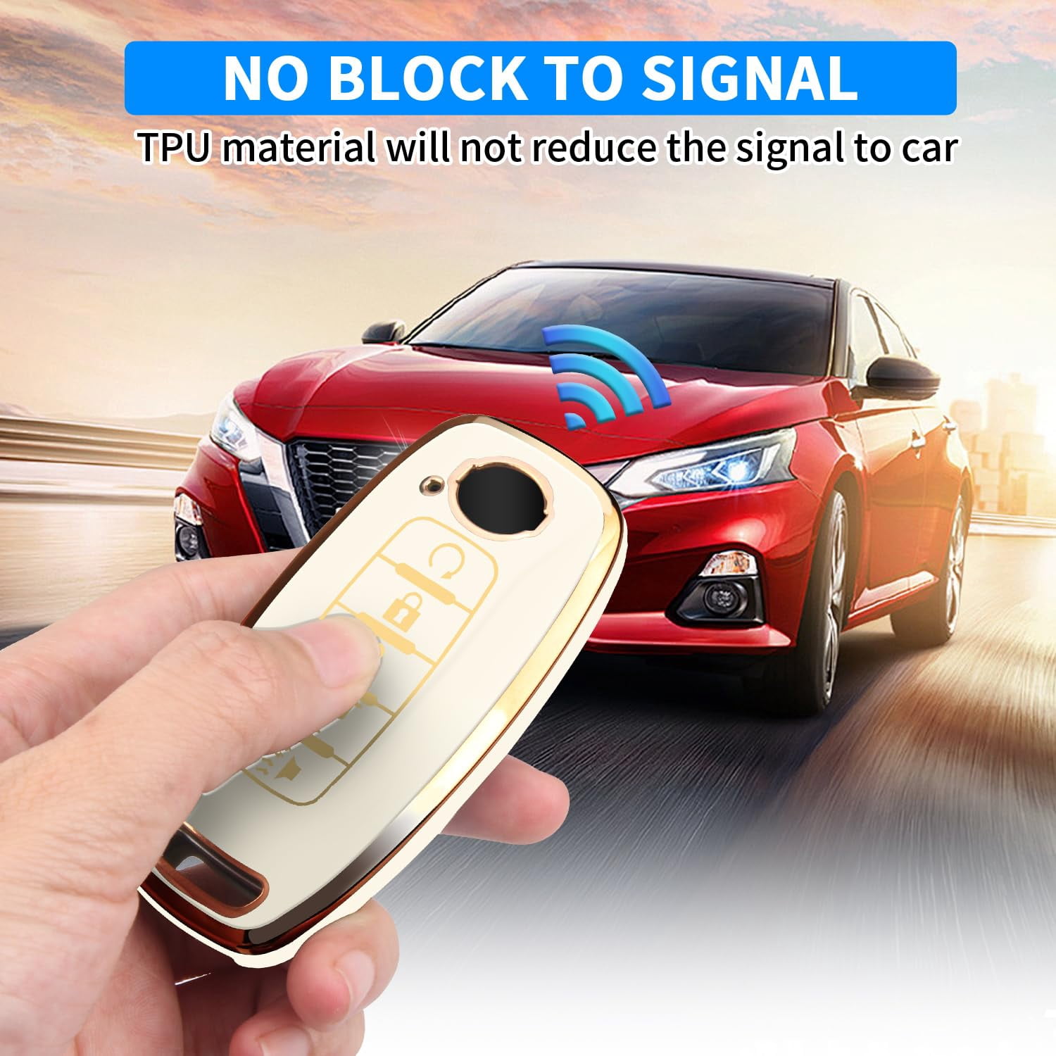 Key Fob Cover for Nissan,Car Key Fob Protector 5 Buttons Key Case Protection Compatible with 2023 2024 Pathfinder Rogue Metal Keychain Remote Key Accessories Protector